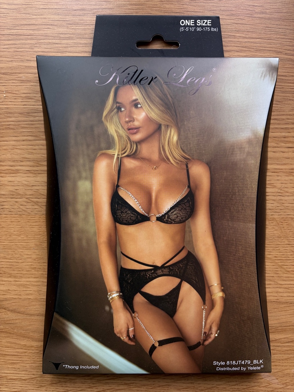 Women's Black Lace Bra & Garter Set
